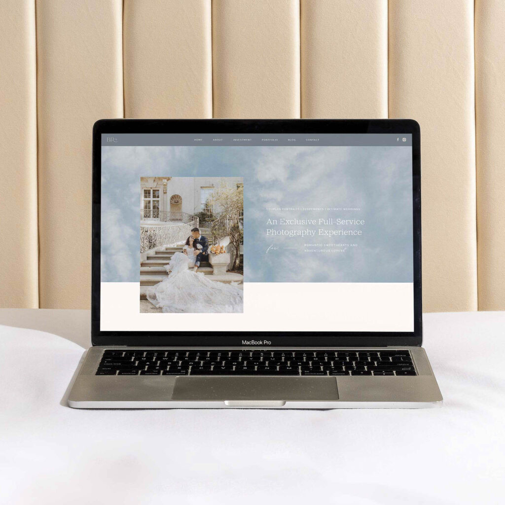 Showit website design for wedding photographer in savannah georgia shown on a desktop device
