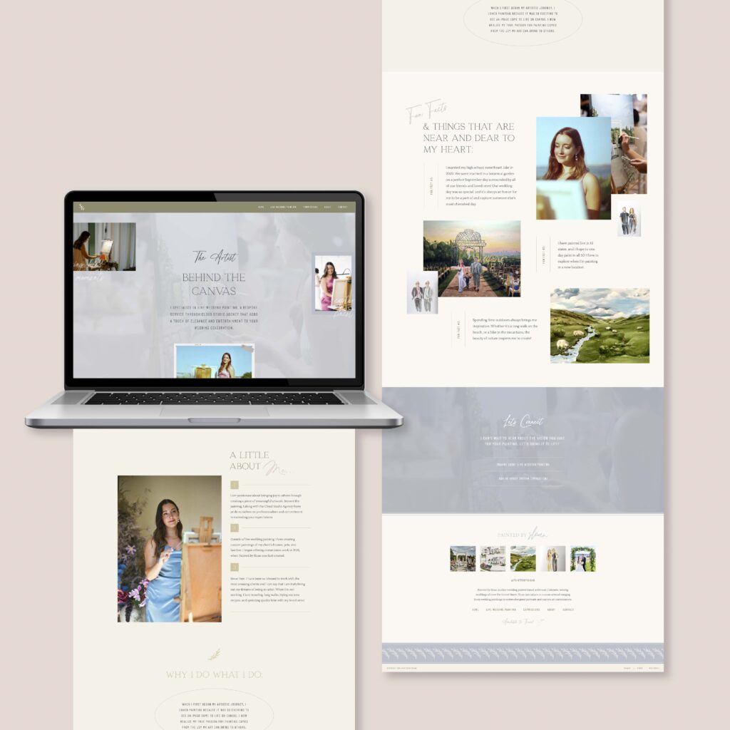 Live wedding painter About page mockup for desktop