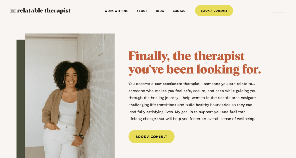 Therapist website home page