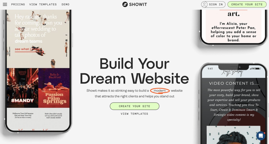 Showit Homepage. Showit is the best website builder for therapists. 