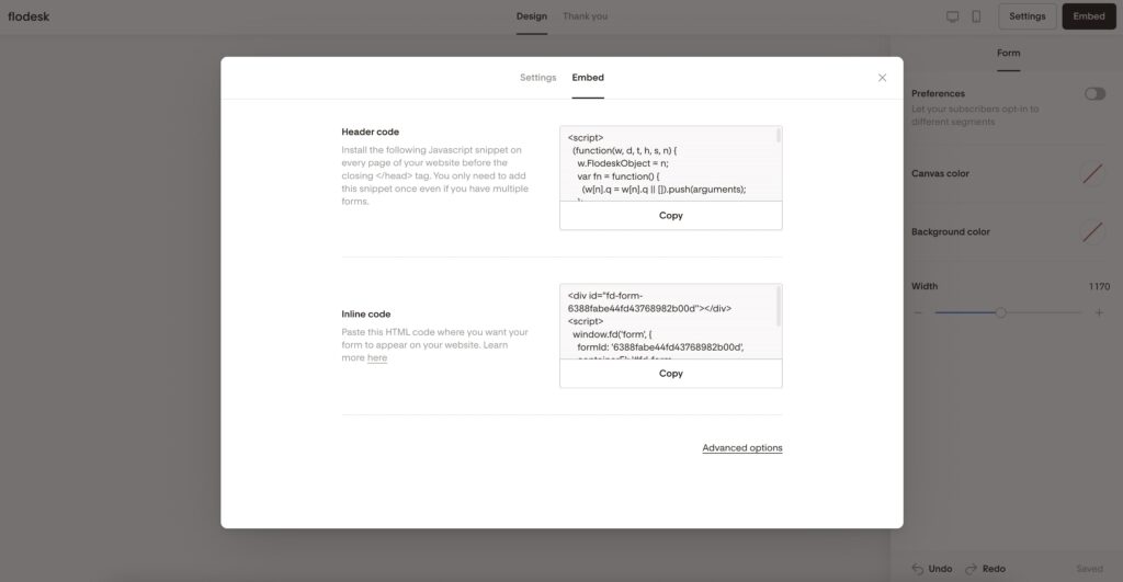 Embed code in Flodesk