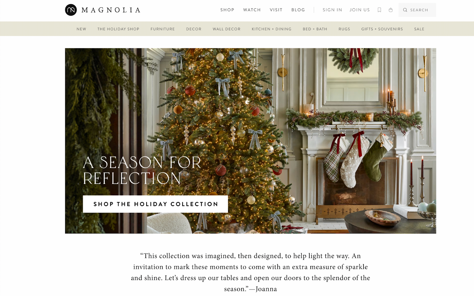 Magnolia homepage as an example of a strong brand identity example.