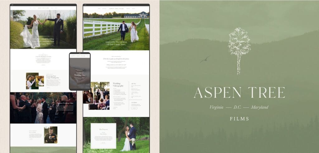 Website design for Aspen Tree Films, a wedding videographer. 