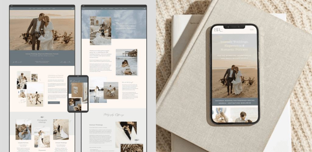 Barefoot Royalty Photography as an example of a wedding photographer website.