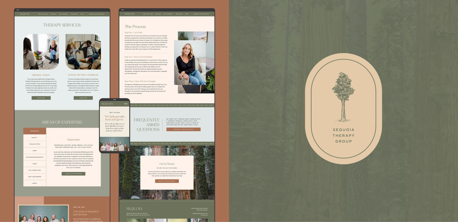 Sequoia Therapy as an example of therapist website design.