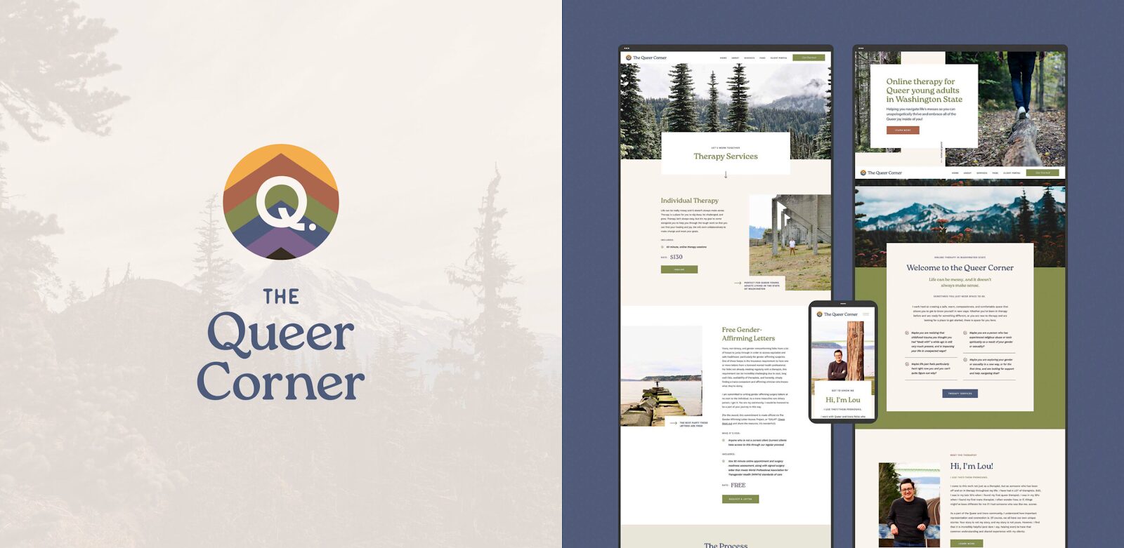 Showit website design for The Queer Corner. 