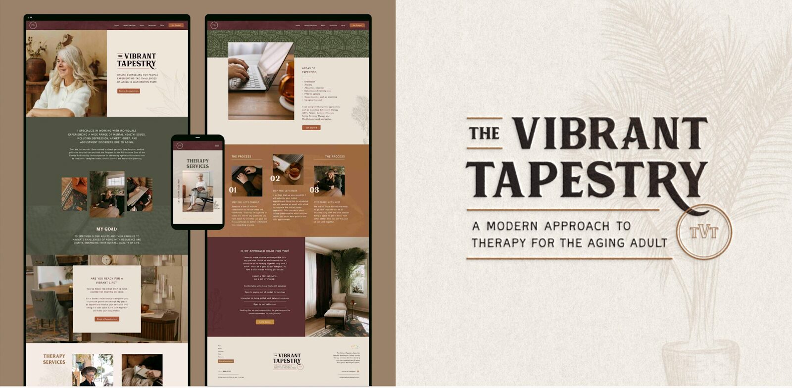 The Vibrant Tapestry as an example of specific, niched-down marketing for therapists. 