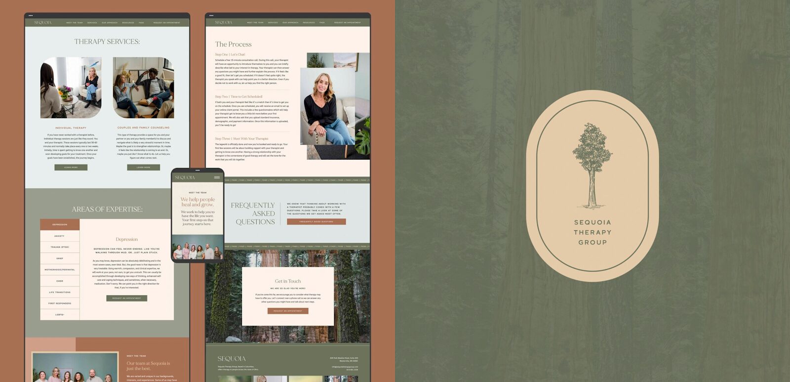 Sequoia Therapy Group website as an example of marketing for therapists. 