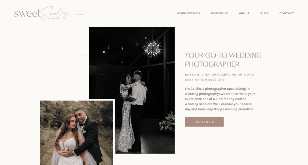 Sweet Scales Photography website Showit design.