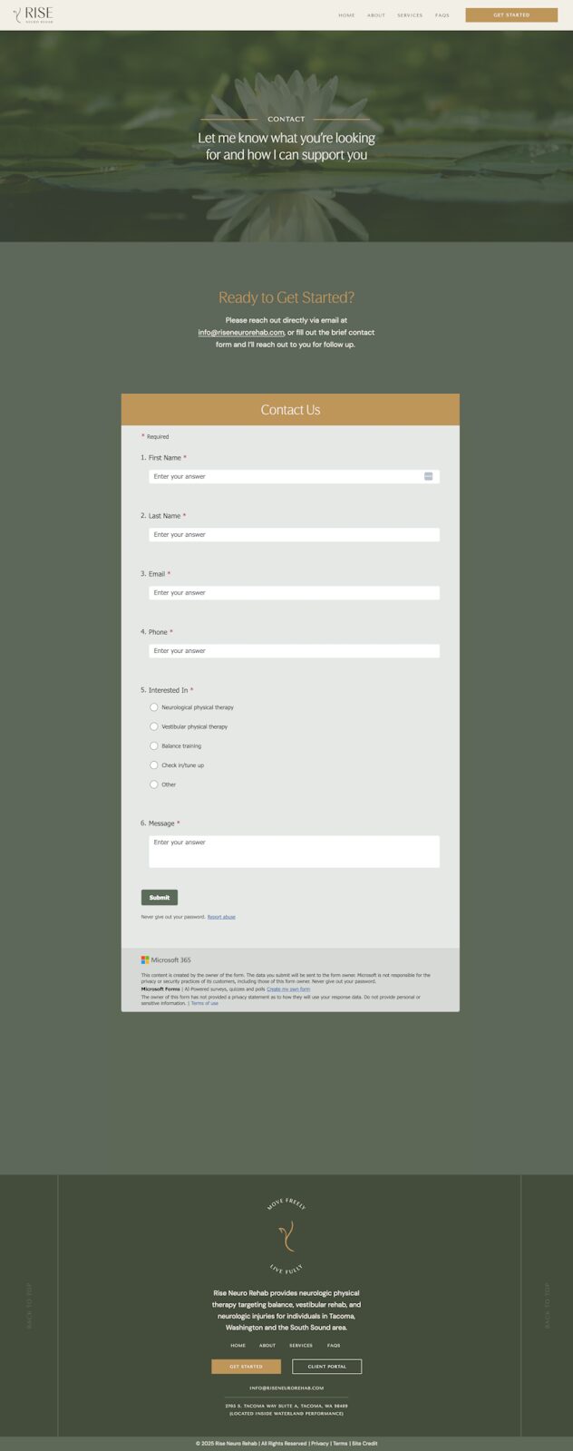 Example of a HIPAA compliant Microsoft Form. 