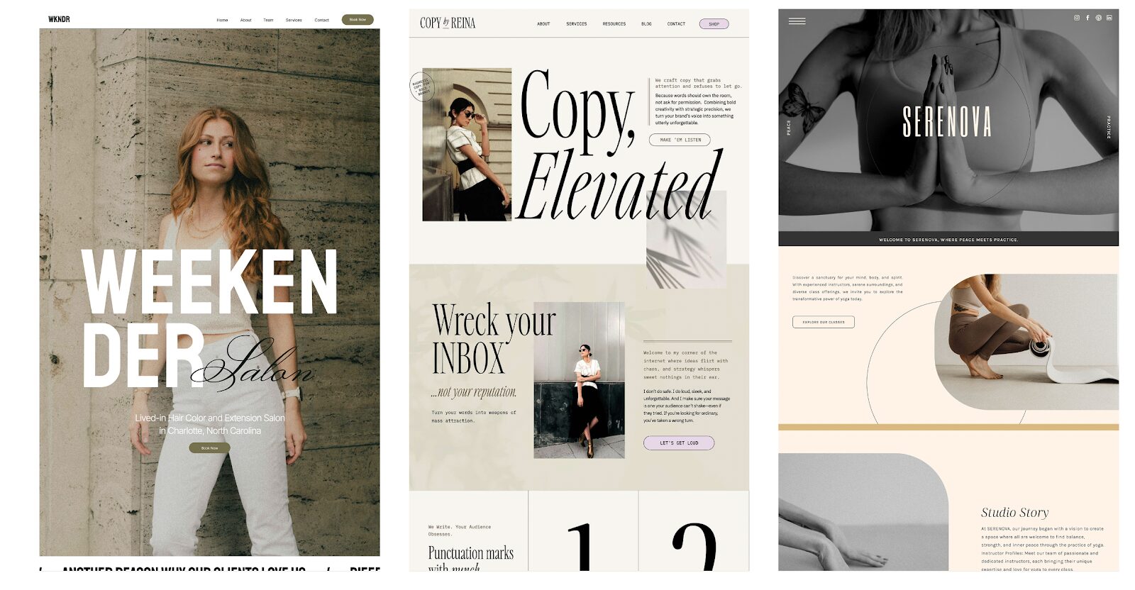 Showit vs Wix: Templates. This image shows Showit templates.