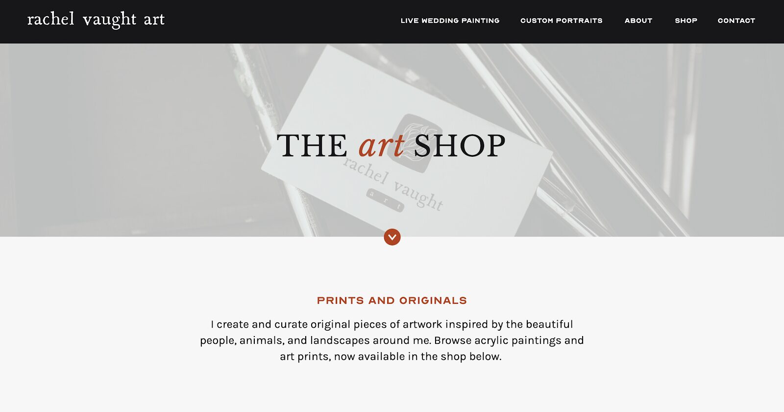 Example of e-commerce feature on Showit: The Art Shop.