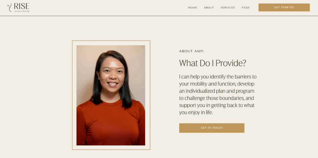 Example of website for a physical therapy practice.