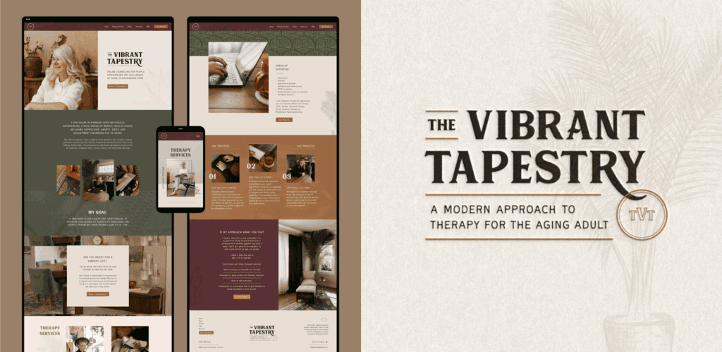 The Vibrant Tapestry as an example of website design for mental health professionals with a specific focus.