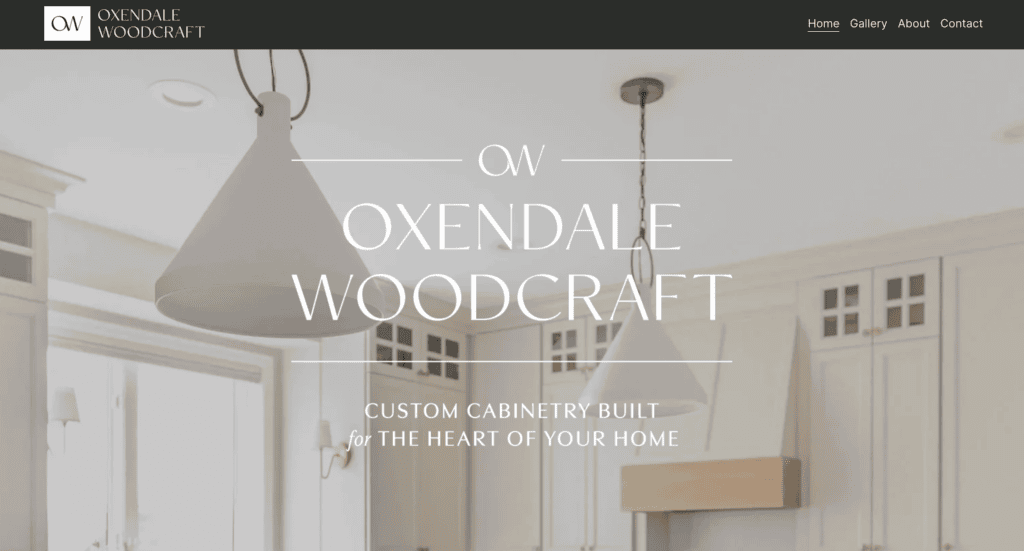 Oxendale Woodcraft, website design for a custom cabinetry maker. 