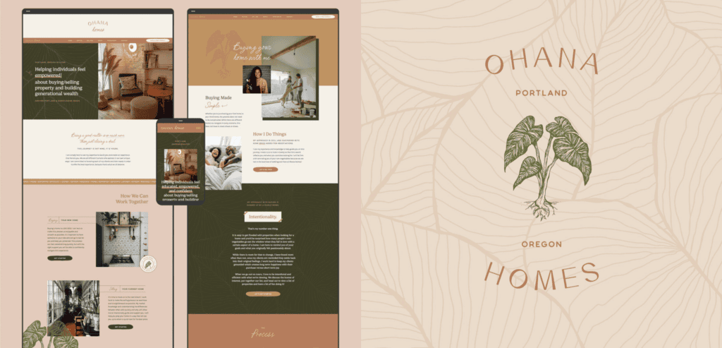 Ohana Homes website design example. 