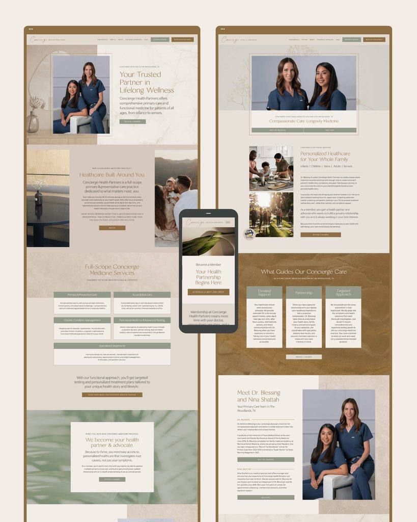 Concierge medicine website design example.