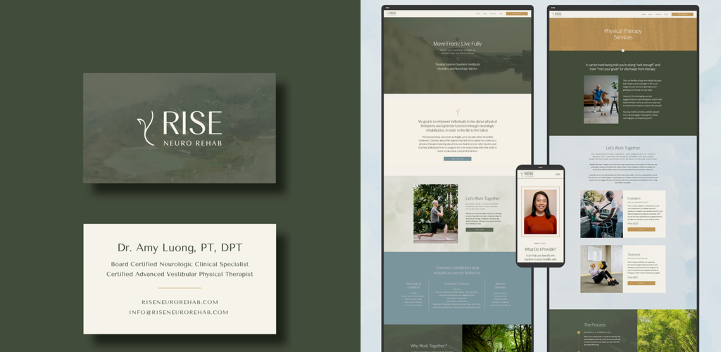 Example of a health and wellness website design for a physical therapist.