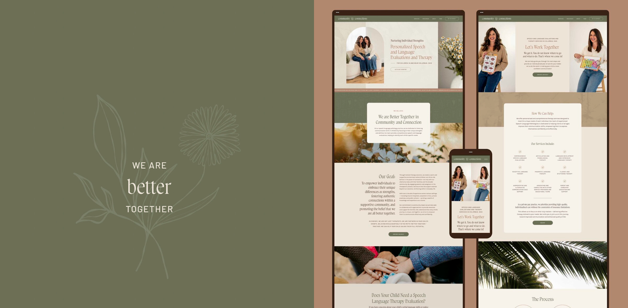 Example of health and wellness website design for a speech therapist.
